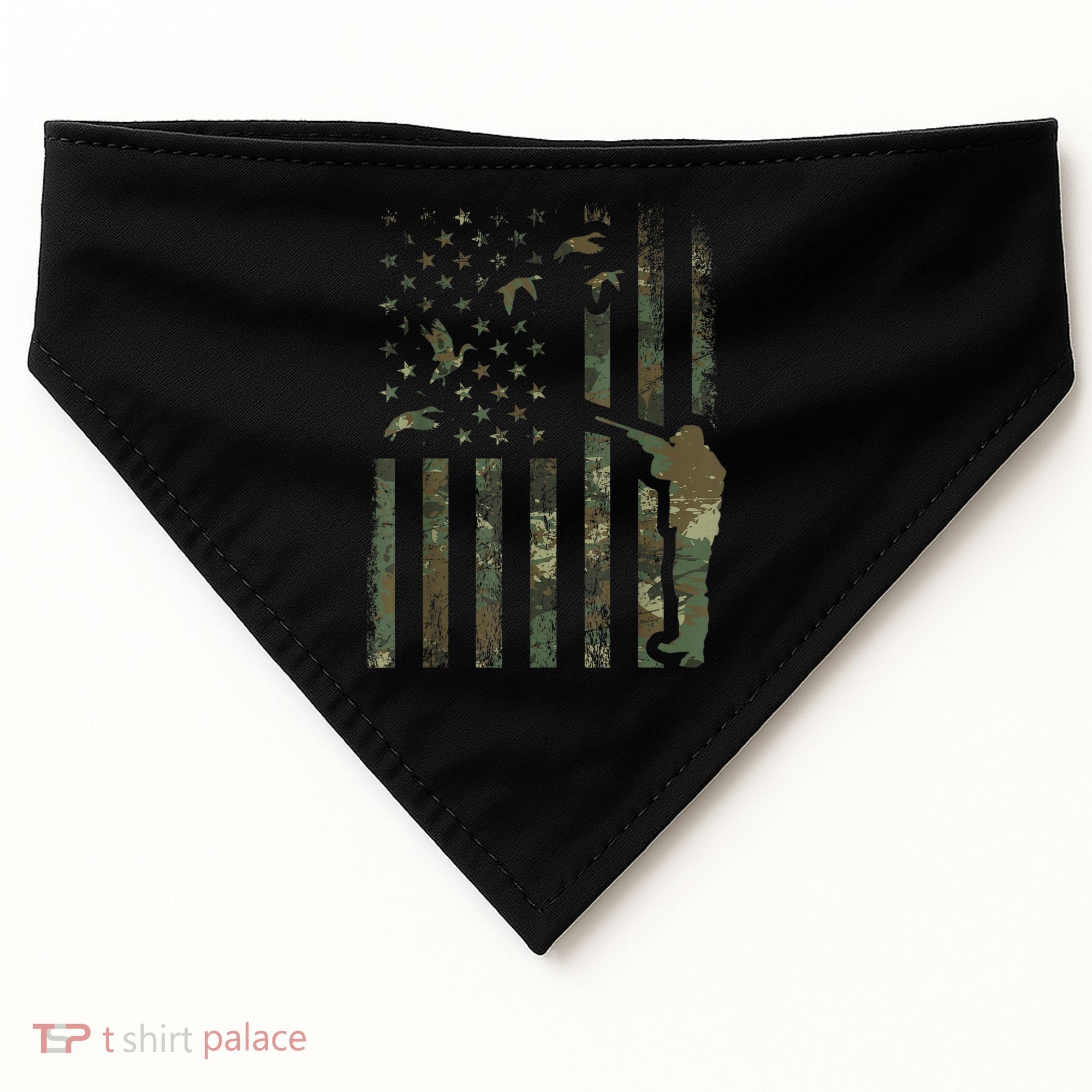 Duck Hunting Camo Men Camouflage Hunter American Flag USA-Made Doggie Bandana
