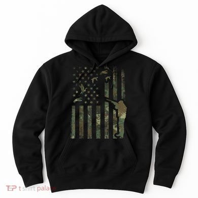 Duck Hunting Camo Men Camouflage Hunter American Flag Hoodie