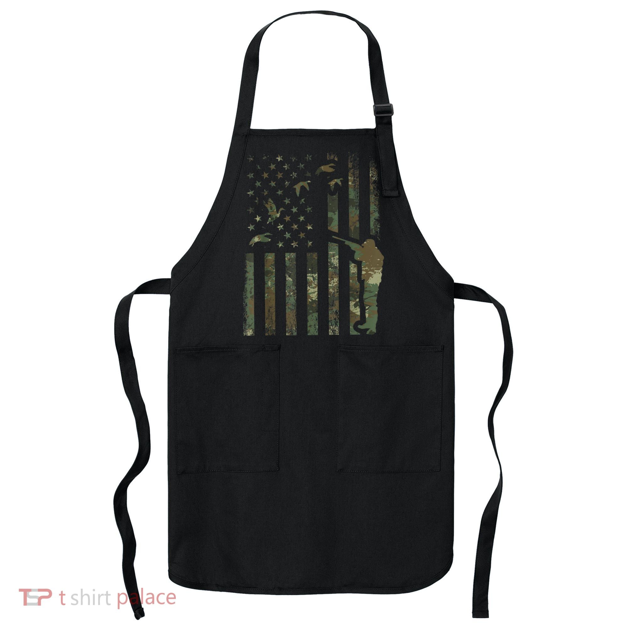 Duck Hunting Camo Men Camouflage Hunter American Flag Apron