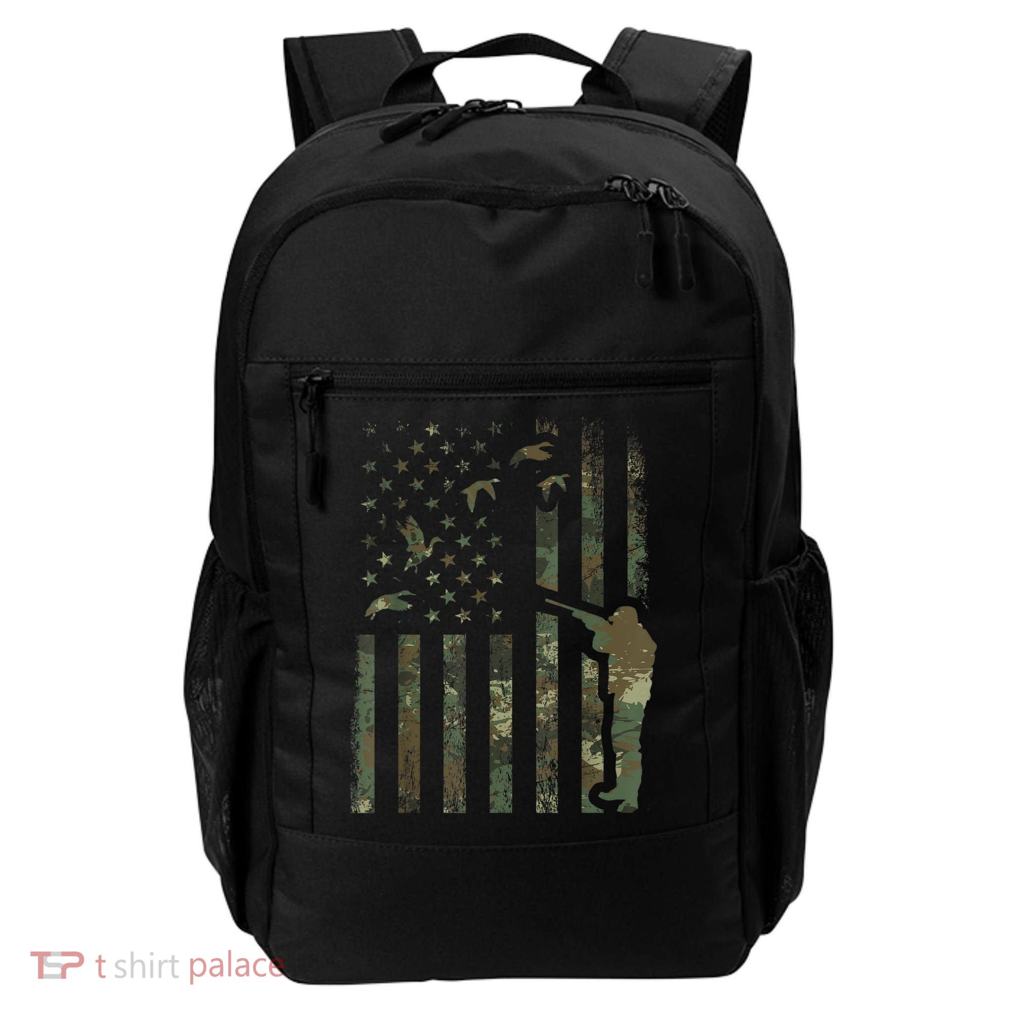 Duck Hunting Camo Men Camouflage Hunter American Flag Backpack