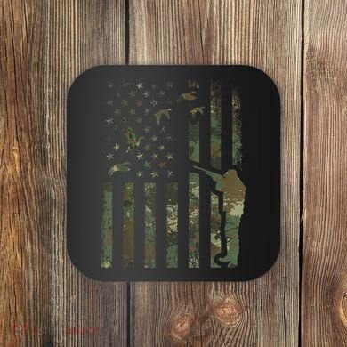 Duck Hunting Camo Men Camouflage Hunter American Flag Coaster