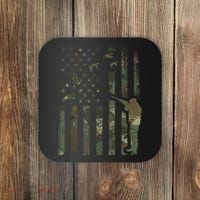 Duck Hunting Camo Men Camouflage Hunter American Flag Coaster thumb 0