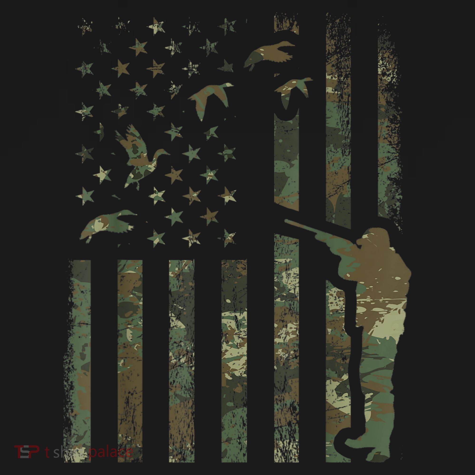 Duck Hunting Camo Men Camouflage Hunter American Flag Women's Tank Top