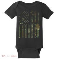 Duck Hunting Camo Men Camouflage Hunter American Flag Baby Bodysuit thumb 0