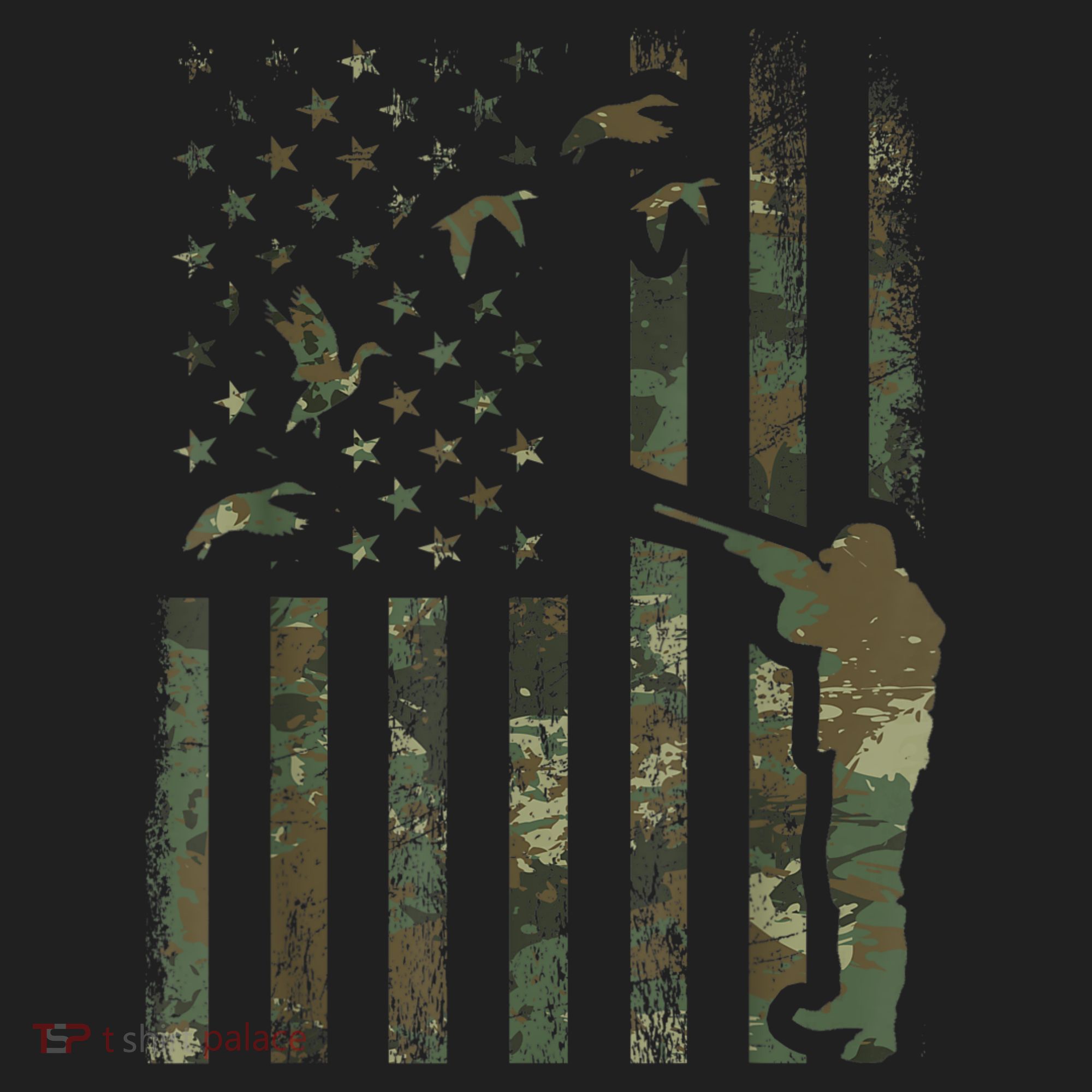 Duck Hunting Camo Men Camouflage Hunter American Flag Hat