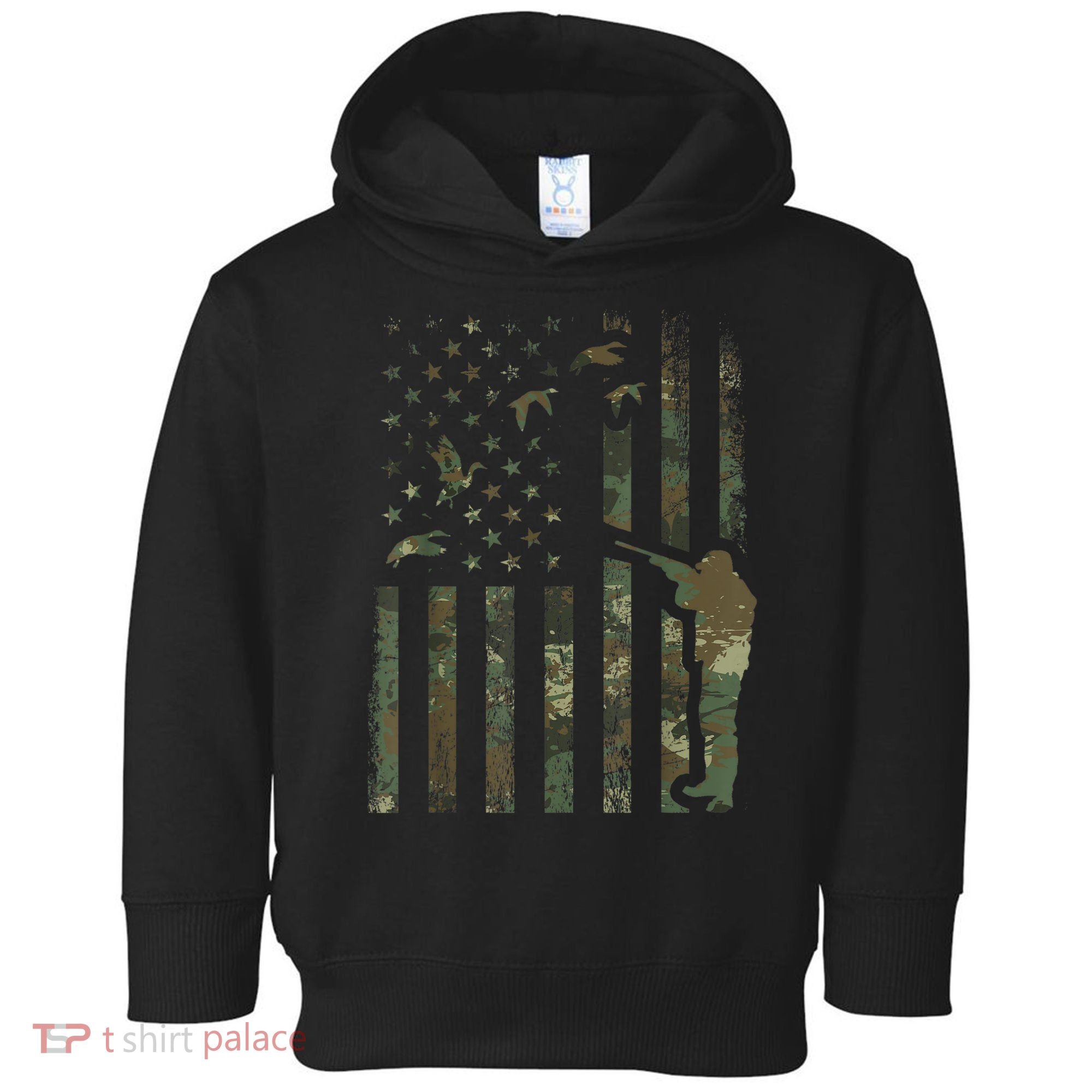 Duck Hunting Camo Men Camouflage Hunter American Flag Toddler Hoodie