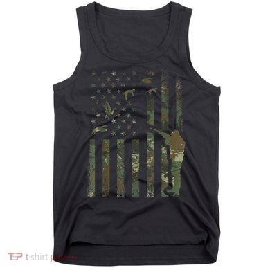 Duck Hunting Camo Men Camouflage Hunter American Flag Tank Top