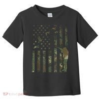 Duck Hunting Camo Men Camouflage Hunter American Flag Toddler T-Shirt thumb 0