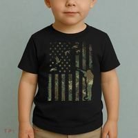 Duck Hunting Camo Men Camouflage Hunter American Flag Toddler T-Shirt thumb 2