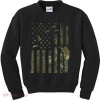 Duck Hunting Camo Men Camouflage Hunter American Flag Kids Sweatshirt thumb 0