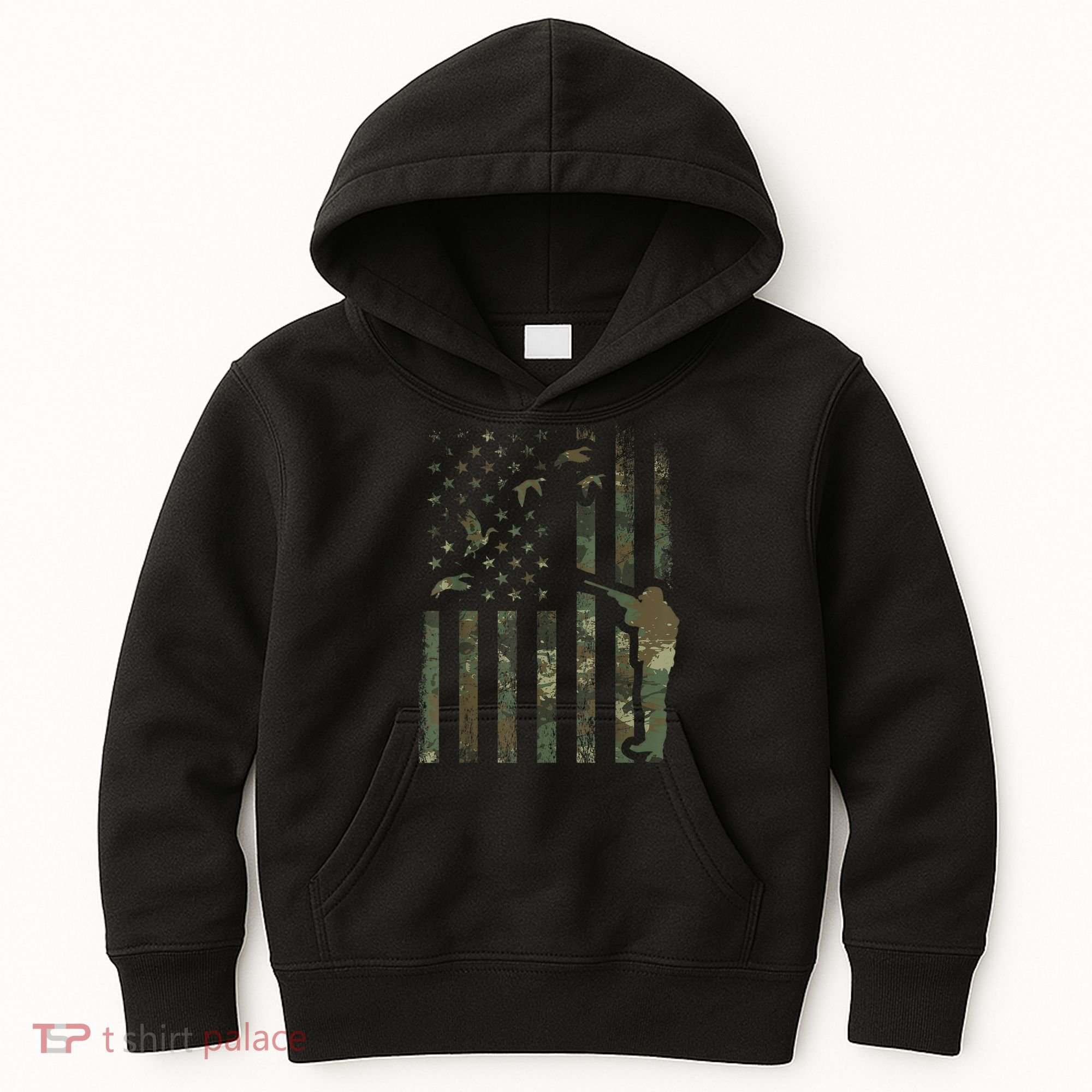 Duck Hunting Camo Men Camouflage Hunter American Flag Kids Hoodie
