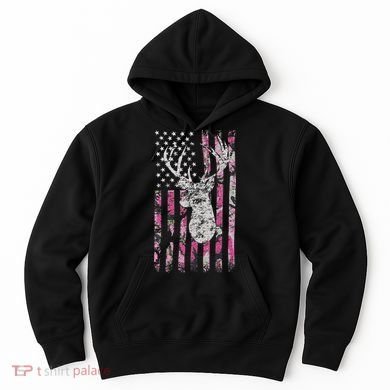 Deer Hunting Camo American Flag Buck Hoodie
