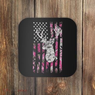 Deer Hunting Camo American Flag Buck Coaster