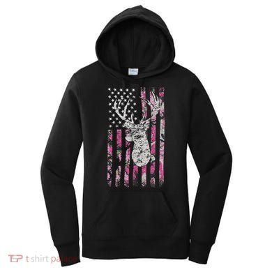 Deer Hunting Camo American Flag Buck Women's Hoodie