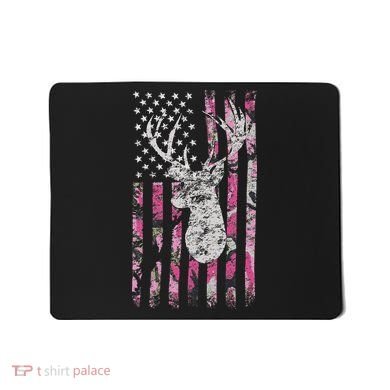 Deer Hunting Camo American Flag Buck Mousepad