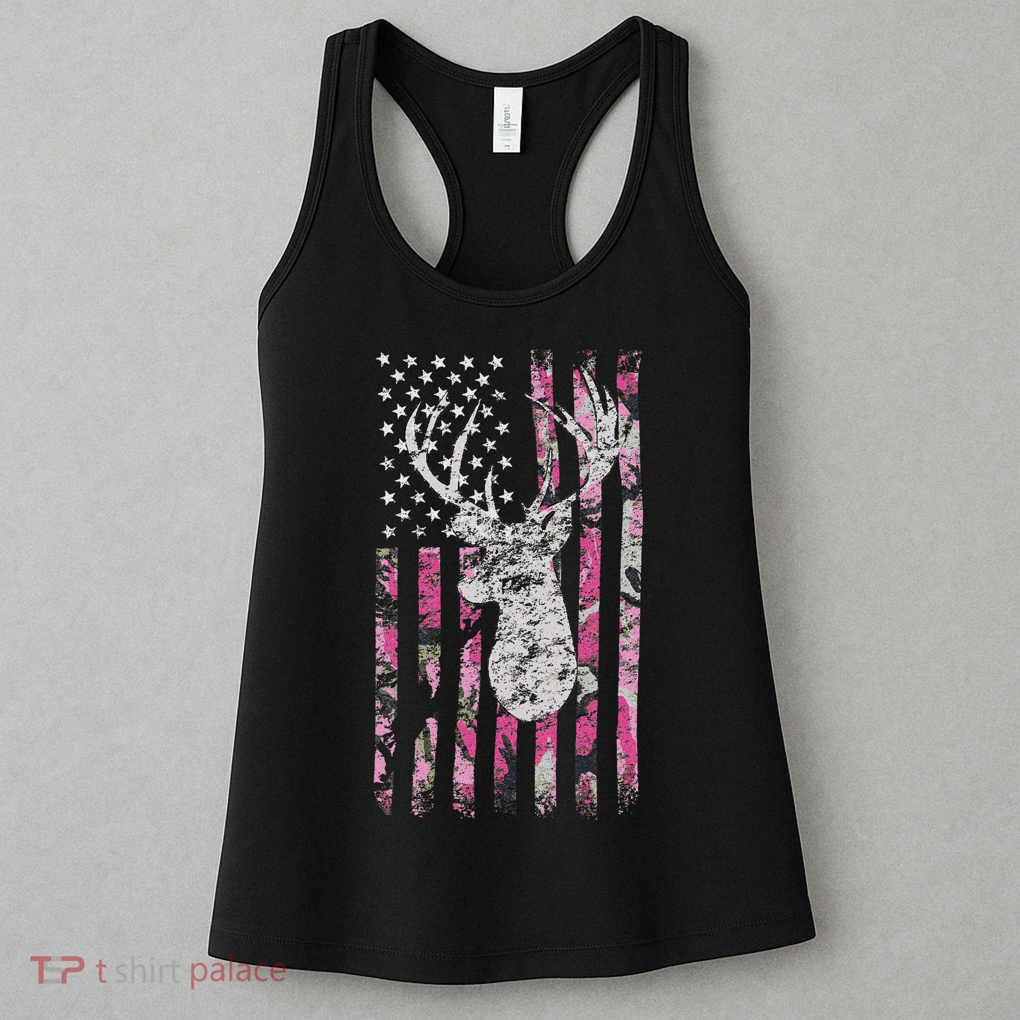 Deer Hunting Camo American Flag Buck Women's Tank Top