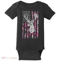 Deer Hunting Camo American Flag Buck Baby Bodysuit thumb 0