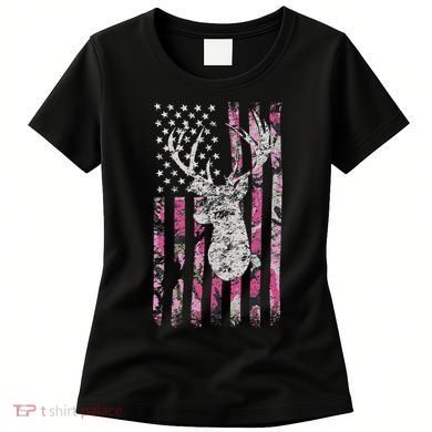 Deer Hunting Camo American Flag Buck Women's T-Shirt