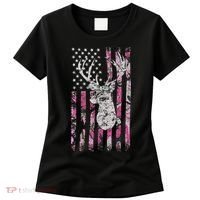 Deer Hunting Camo American Flag Buck Women's T-Shirt thumb 0