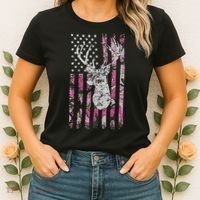 Deer Hunting Camo American Flag Buck Women's T-Shirt thumb 2