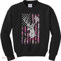 Deer Hunting Camo American Flag Buck Kids Sweatshirt thumb 0