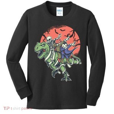 Dabbing Halloween Characters Kids Long Sleeve Shirt