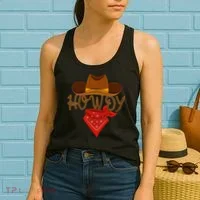 Distressed Howdy Cowboy Women's Tank Top thumb 2