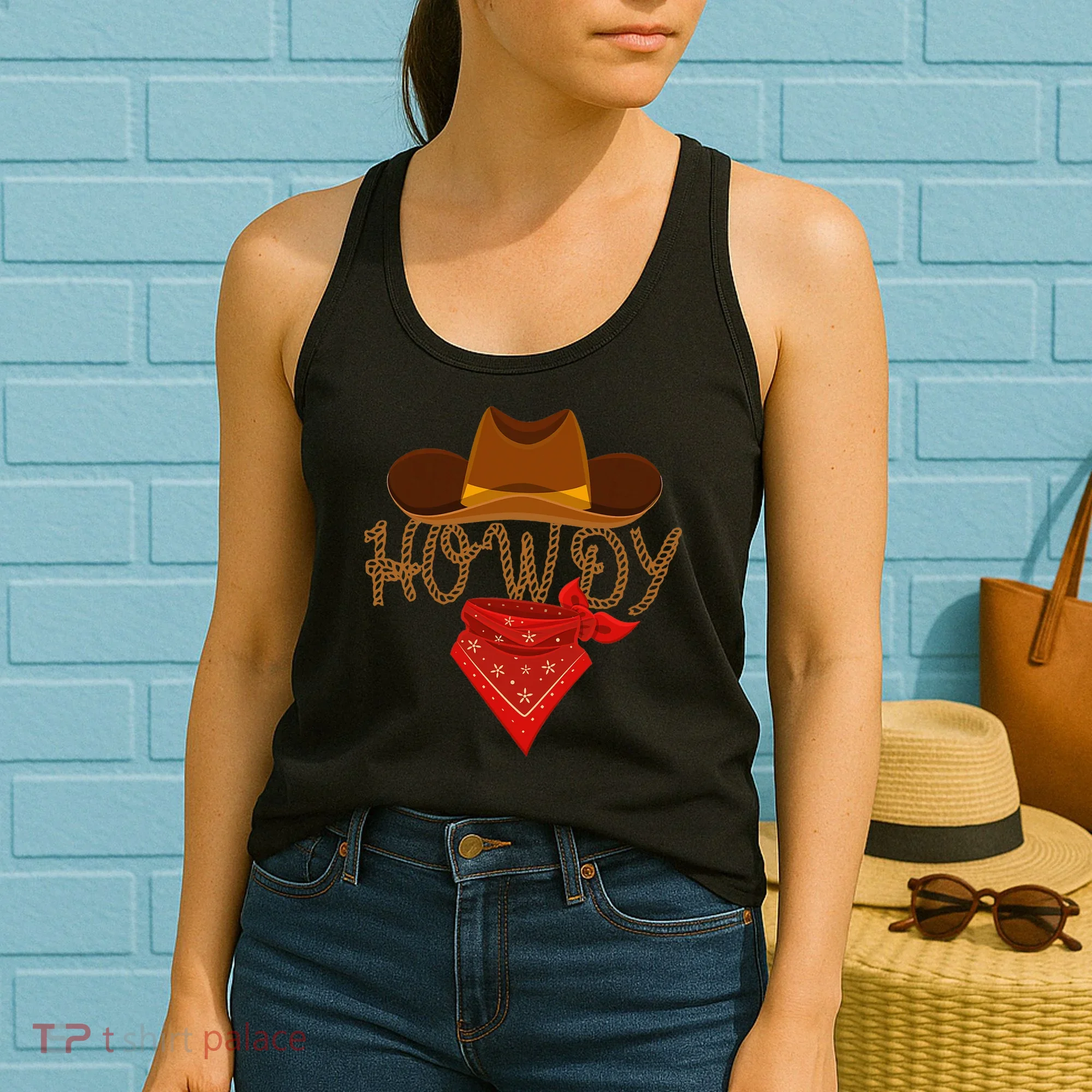 Distressed Howdy Cowboy Women's Tank Top