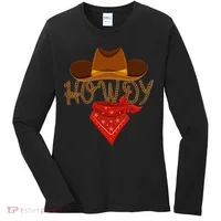 Distressed Howdy Cowboy Women's Long Sleeve Shirt thumb 0