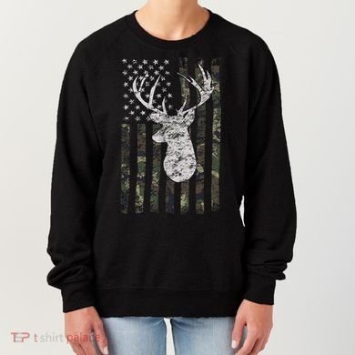 Deer Hunting Camo American Flag Women's Sweatshirt