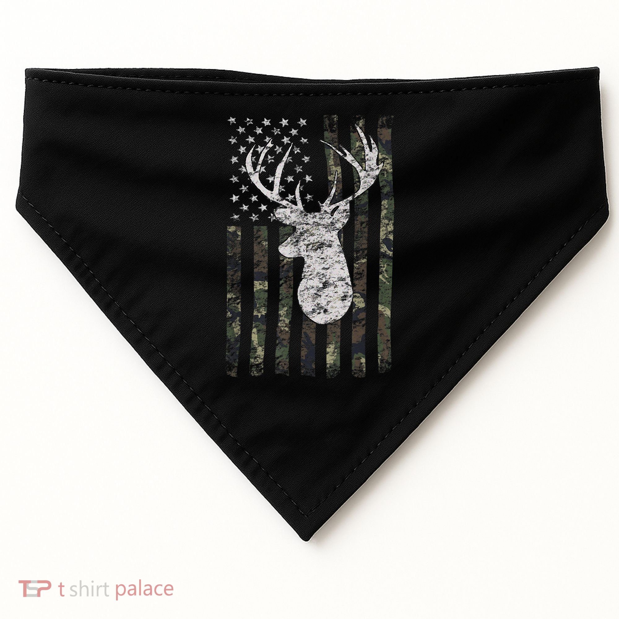 Deer Hunting Camo American Flag USA-Made Doggie Bandana