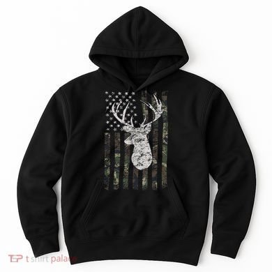 Deer Hunting Camo American Flag Hoodie