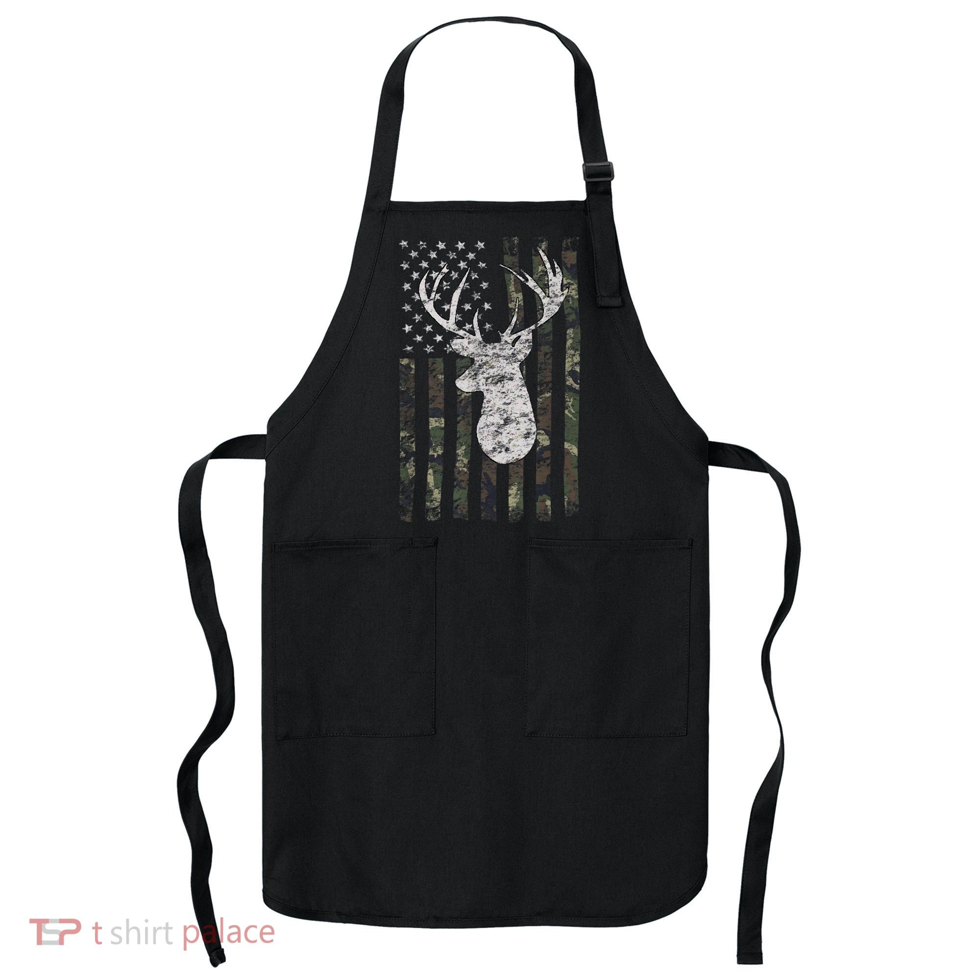 Deer Hunting Camo American Flag Apron