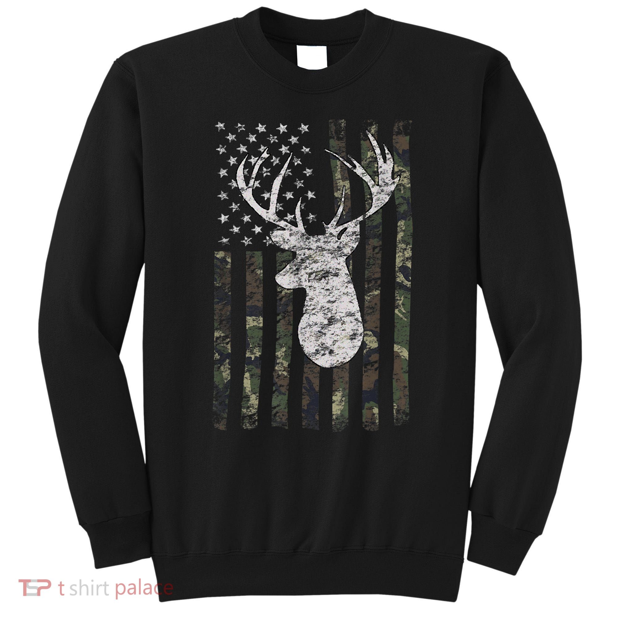 Deer Hunting Camo American Flag Sweatshirt