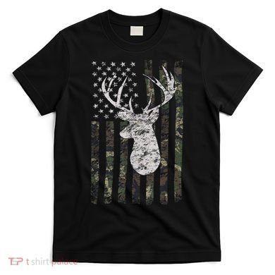 Deer Hunting Camo American Flag T-Shirt