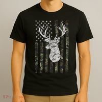 Deer Hunting Camo American Flag T-Shirt thumb 3