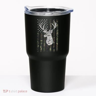 Deer Hunting Camo American Flag Tumbler
