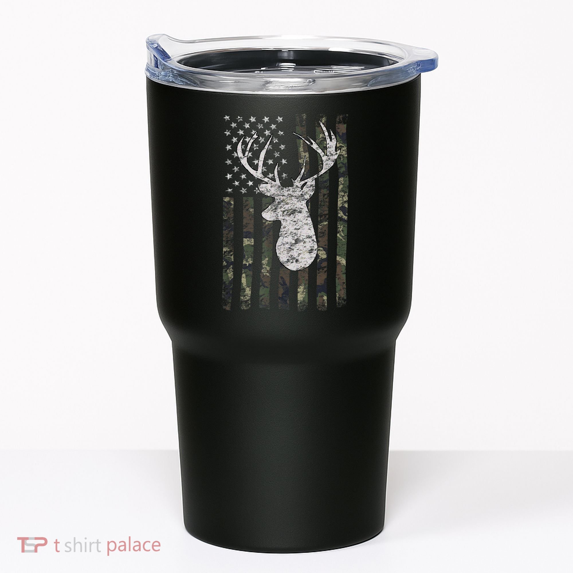Deer Hunting Camo American Flag Tumbler
