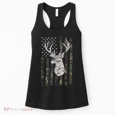 Deer Hunting Camo American Flag Women's Tank Top