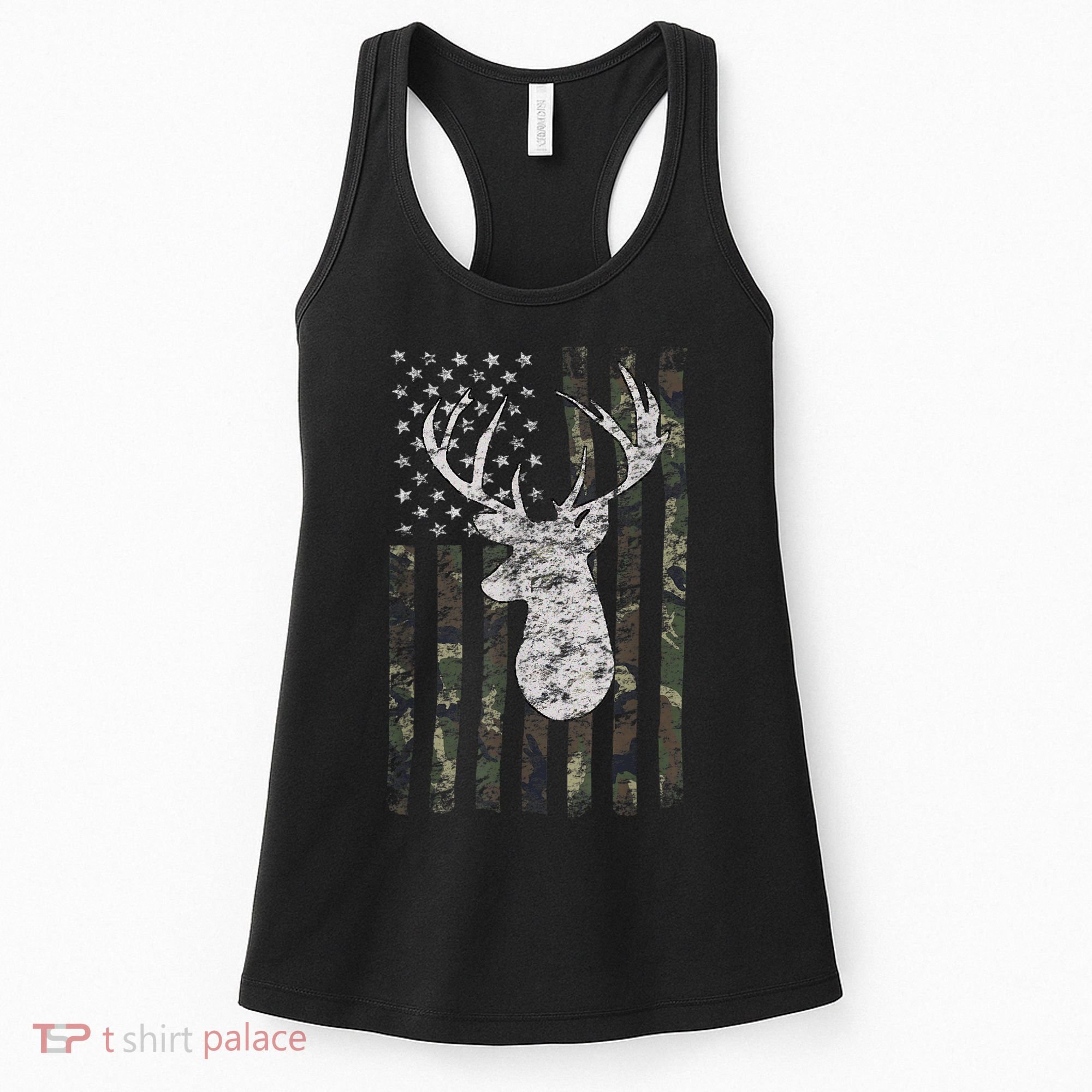 Deer Hunting Camo American Flag Women's Tank Top