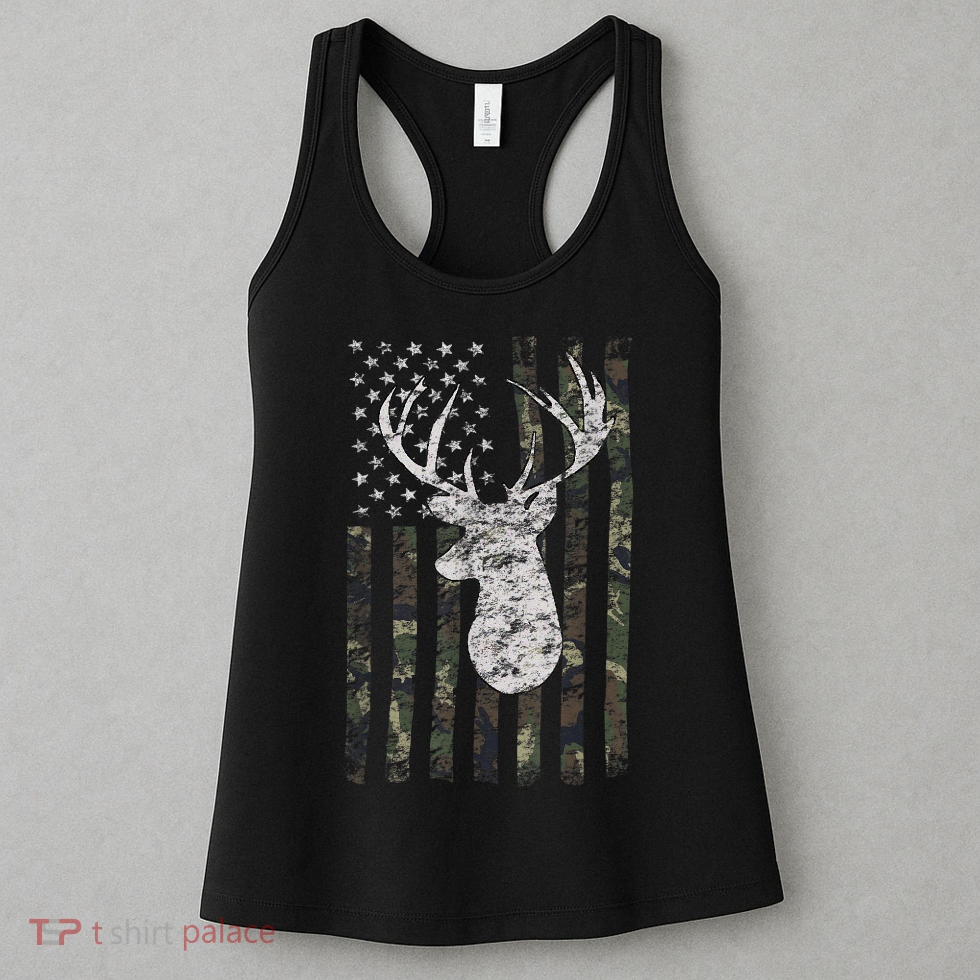 Deer Hunting Camo American Flag Women's Tank Top