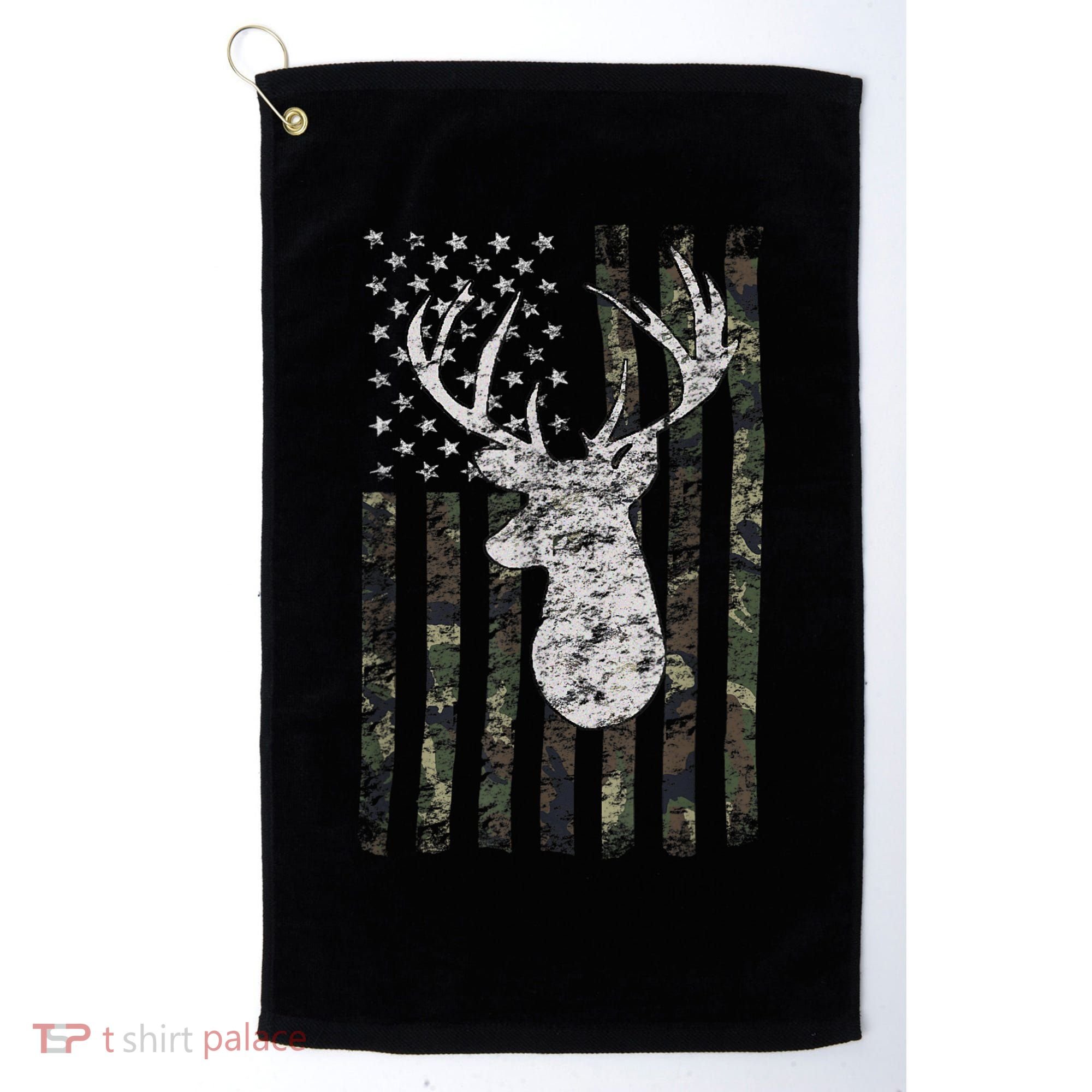 Deer Hunting Camo American Flag Golf Towel