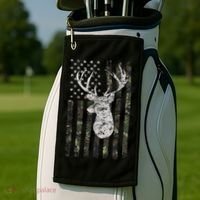 Deer Hunting Camo American Flag Golf Towel thumb 2