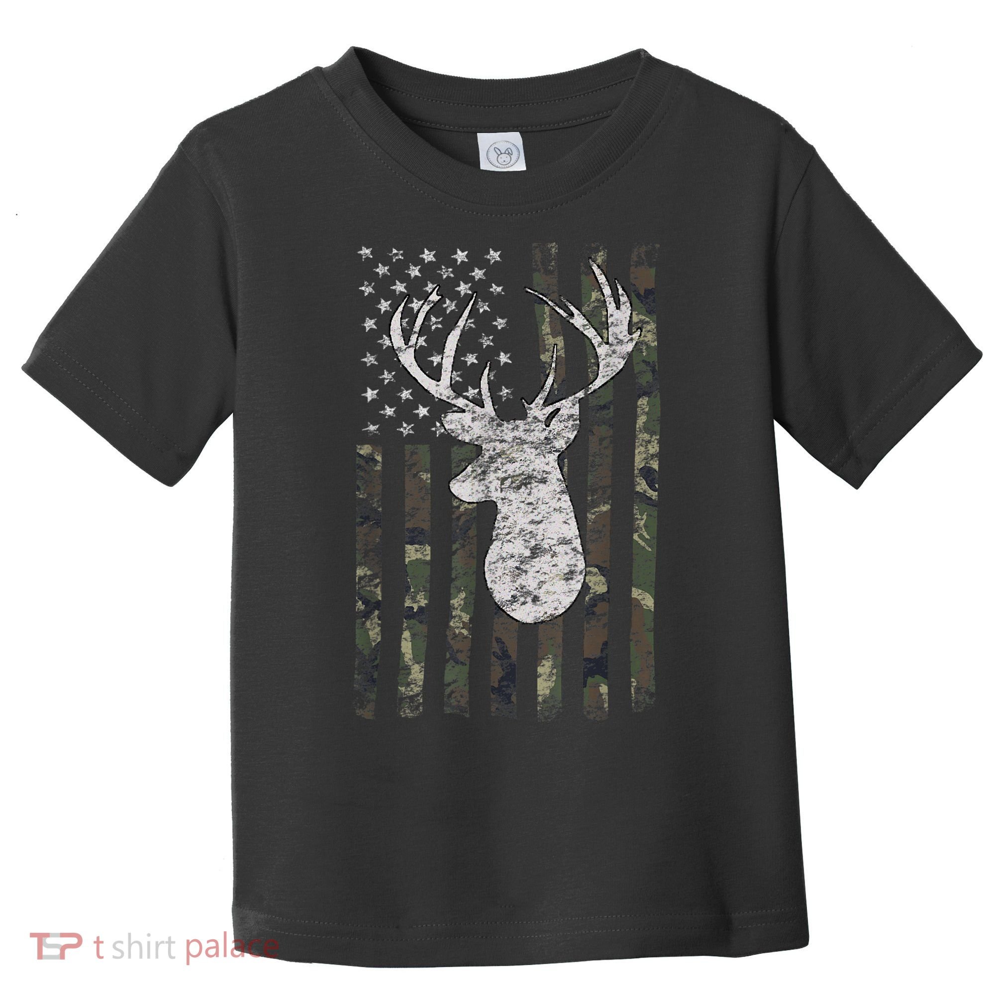 Deer Hunting Camo American Flag Toddler T-Shirt