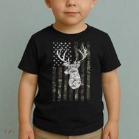 Deer Hunting Camo American Flag Toddler T-Shirt thumb 2