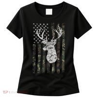 Deer Hunting Camo American Flag Women's T-Shirt thumb 0