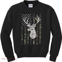 Deer Hunting Camo American Flag Kids Sweatshirt thumb 0