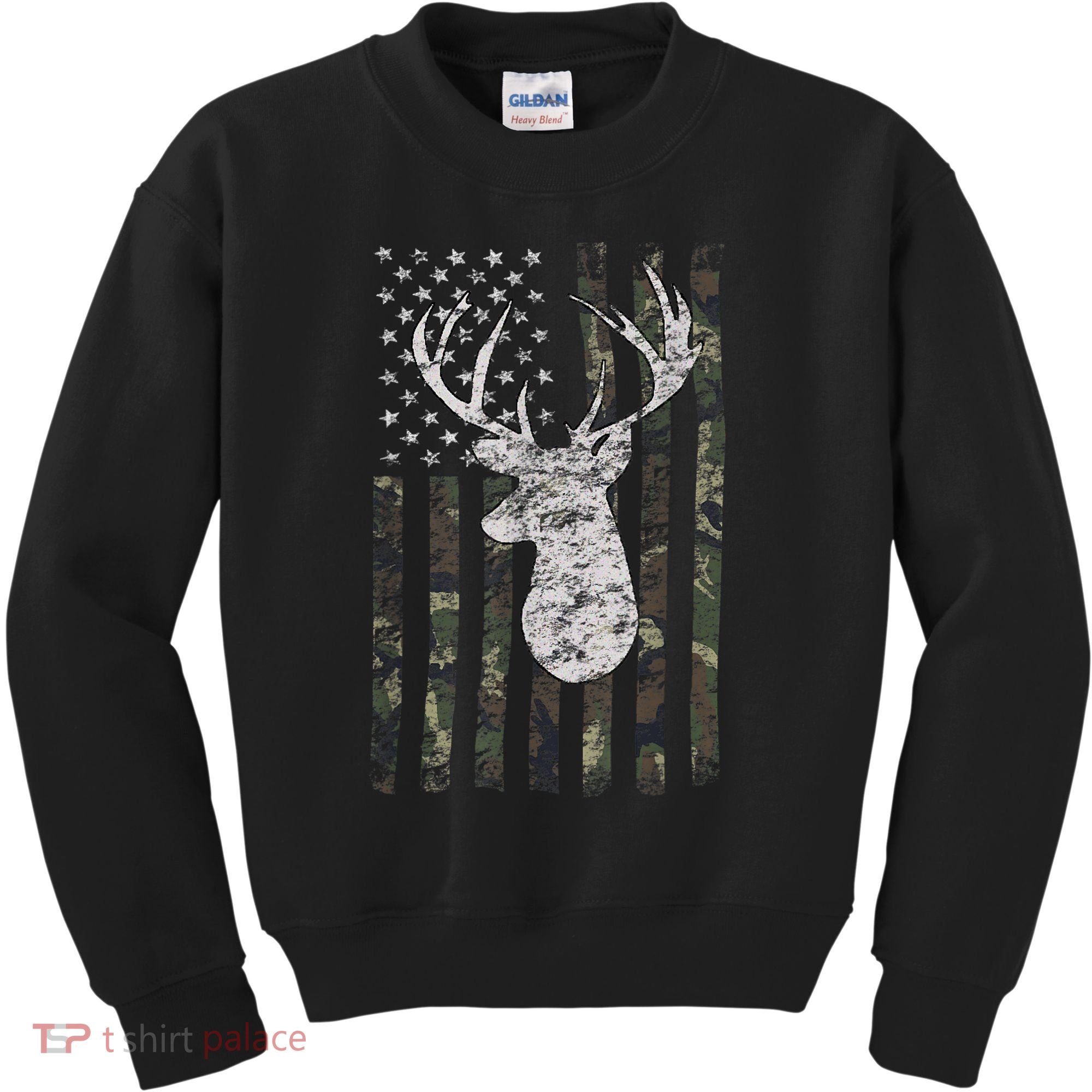 Deer Hunting Camo American Flag Kids Sweatshirt