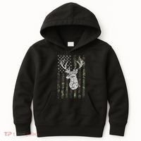 Deer Hunting Camo American Flag Kids Hoodie thumb 0