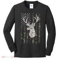 Deer Hunting Camo American Flag Kids Long Sleeve Shirt thumb 0